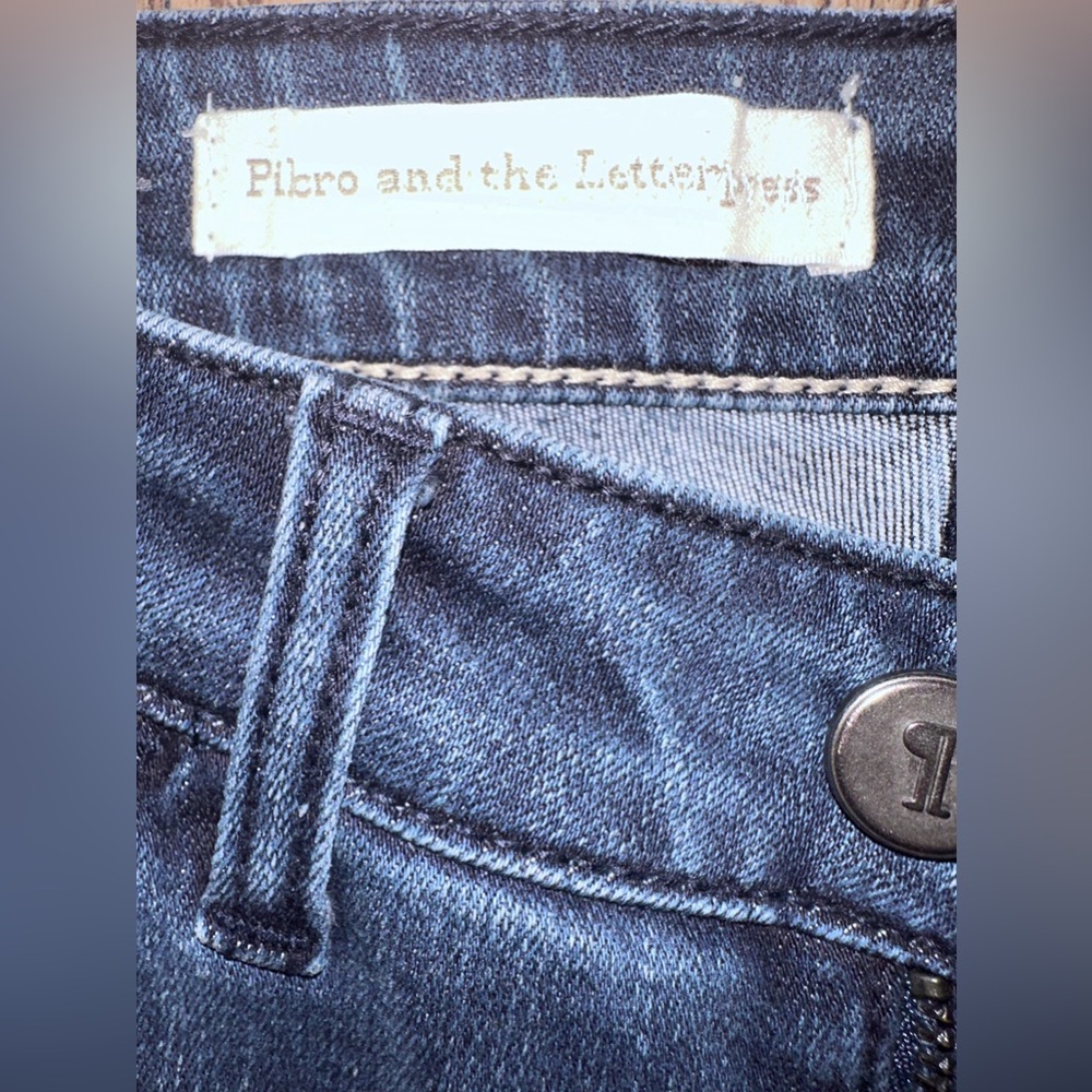Pilcro and the Letterpress  ‘Script’ Mid Rise Dark Wash Skinny Jeans Sz 26, EUC - Picture 6 of 7